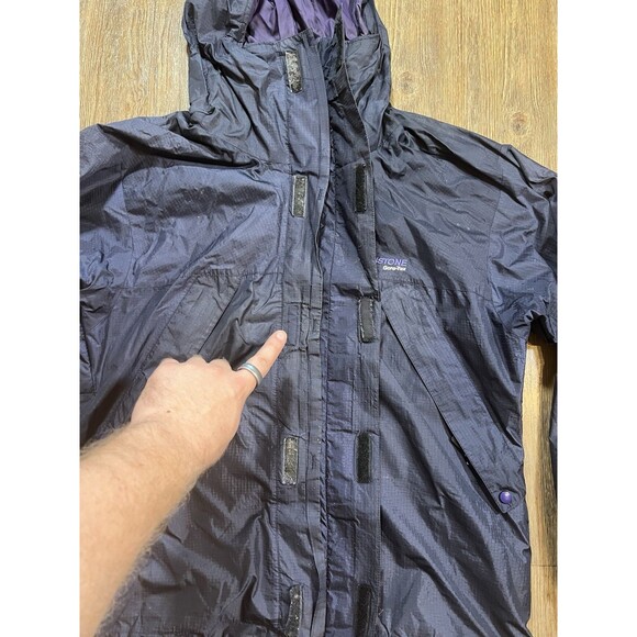 Vintage Moonstone Gore-Tex Jacket Mens M Blue  Ripstop 2 Way Zip Vented Hooded - Picture 4 of 15